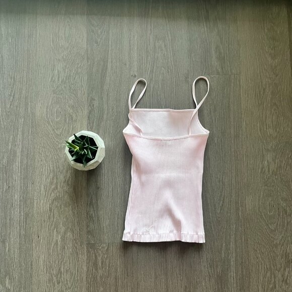 BNWOT Wilfred Square-Neck Pastel Pink Knit Tank Top with Spaghetti Straps - Picture 6 of 8